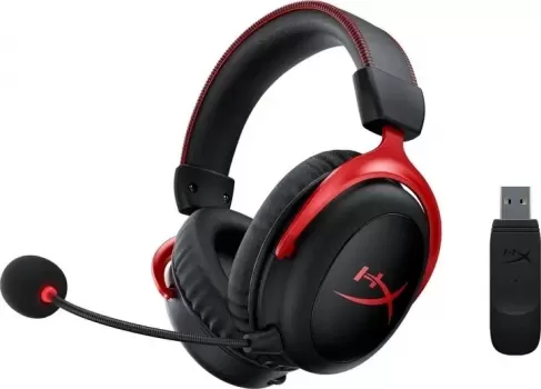 HyperX Cloud II 4 P5K4AA Wireless Gaming Headset, For  PC / PS4 / Nintendo Switch, Battery Up to 30 Hours, 7.1 Surround Sound, Memory Foam, Detachable Noise Cancelling Mic, Black Red | HHSC2X-BA-RD/G